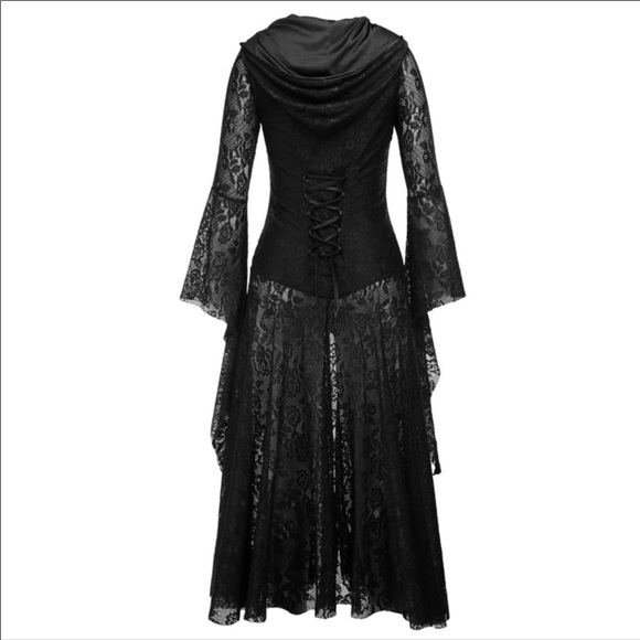 NEW Black Lace Hooded Corset Layering Coverup - Picture 3 of 6